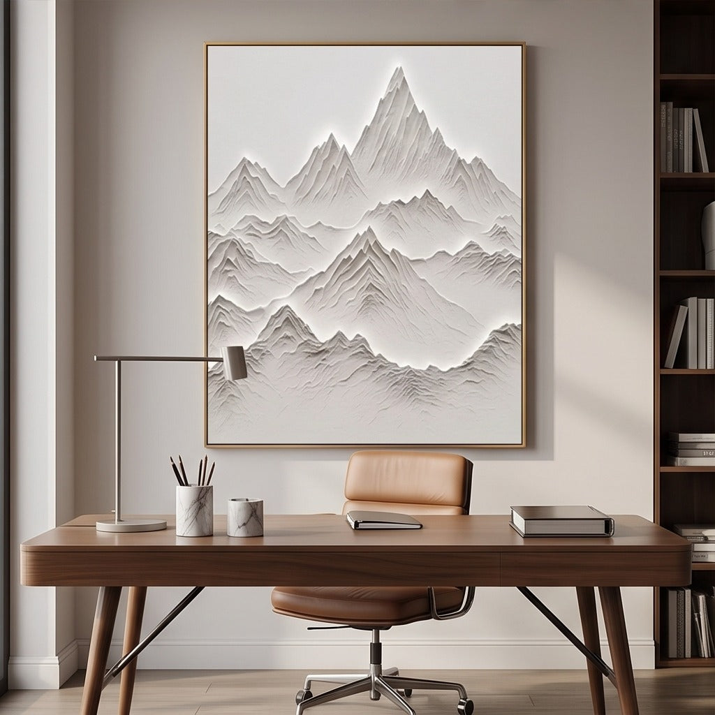 White Textured Mountain Wall Art #TO817