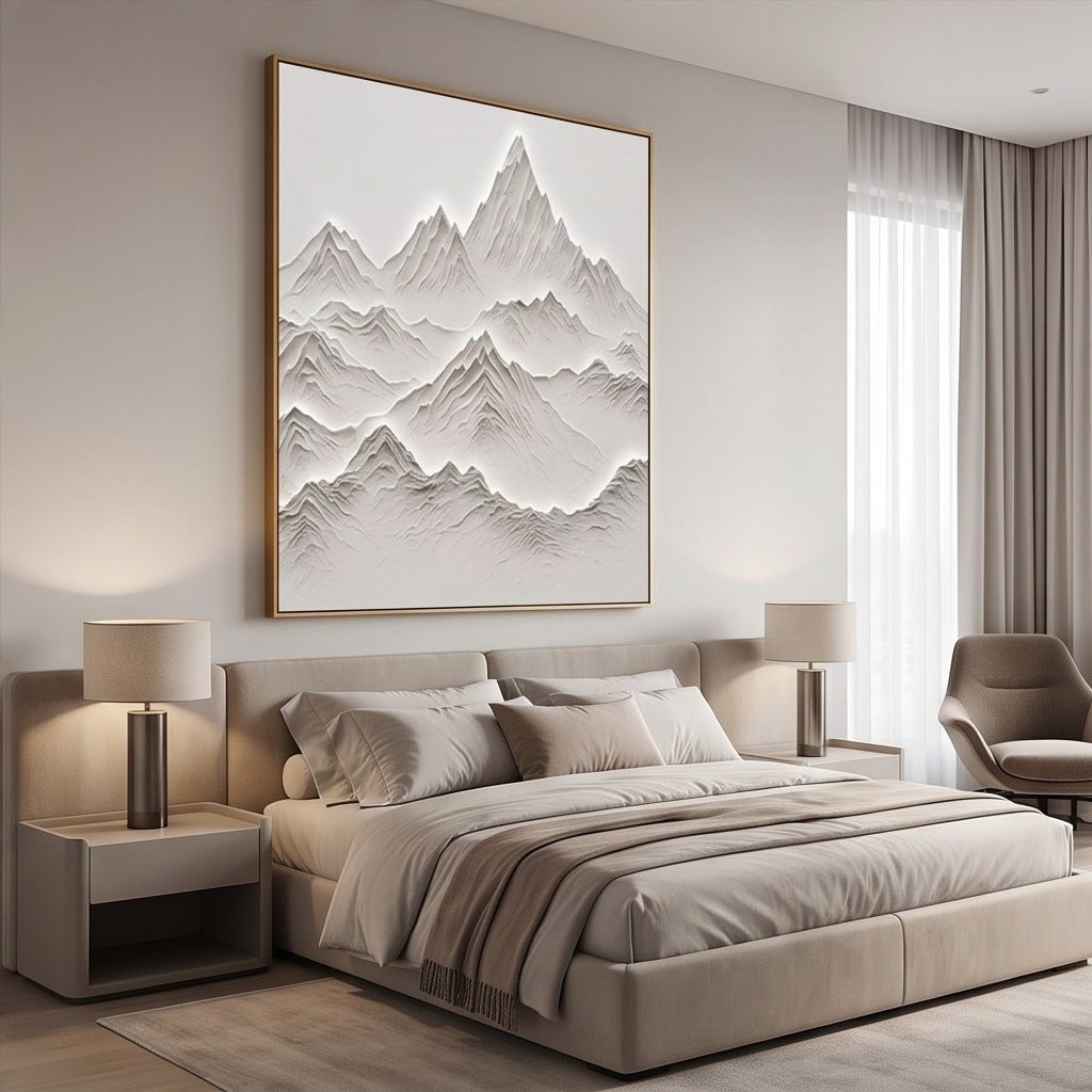 White Textured Mountain Wall Art #TO817