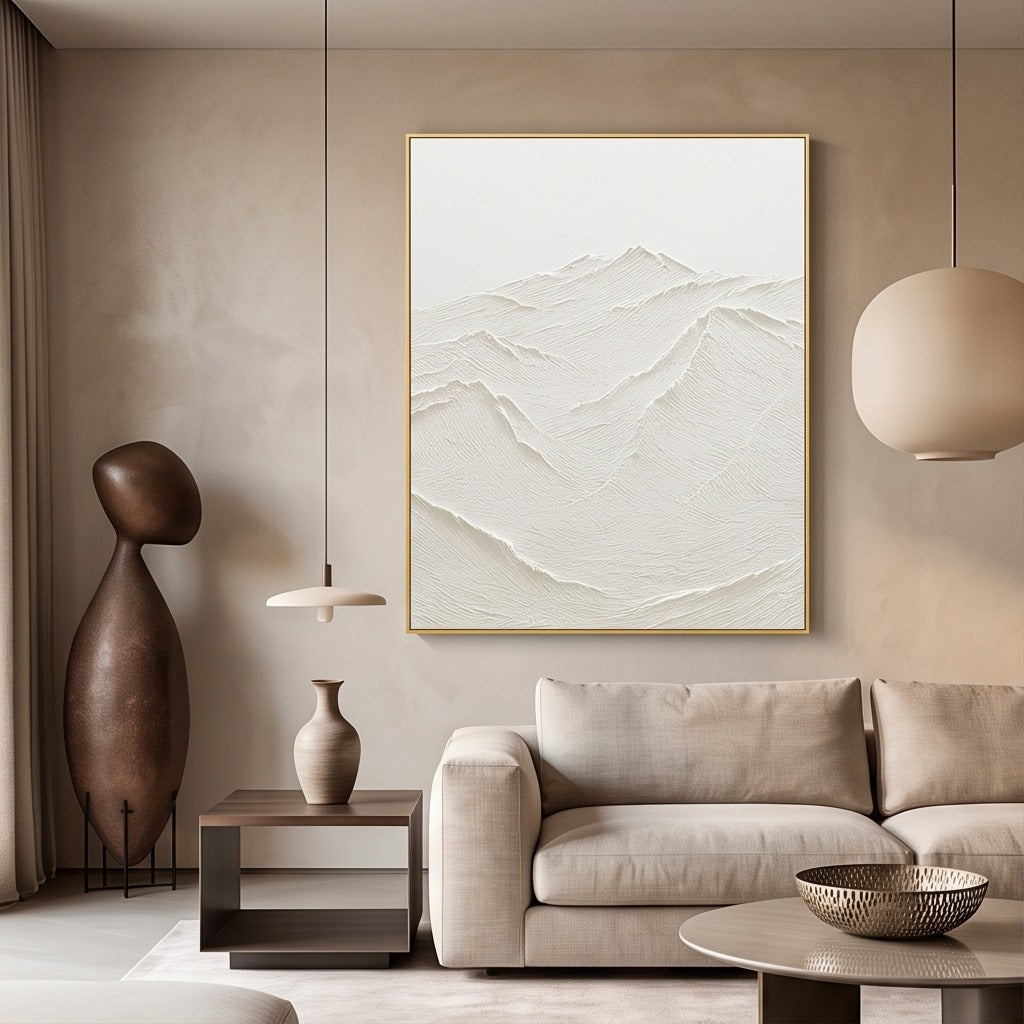 White Textured Mountain Wall Art #TO397