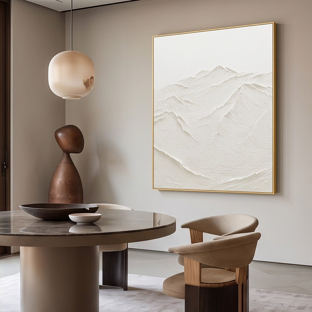 White Textured Mountain Wall Art #TO397