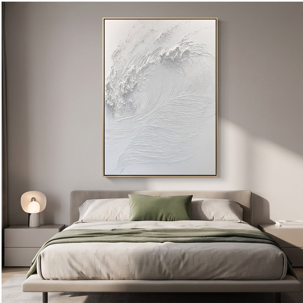 White Textured Wave Wall Art #TO869