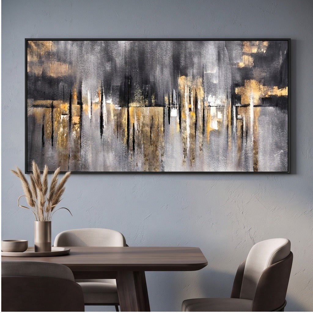 Black and Gold Abstract Wall Art #TO203 - Tactile Atelier
