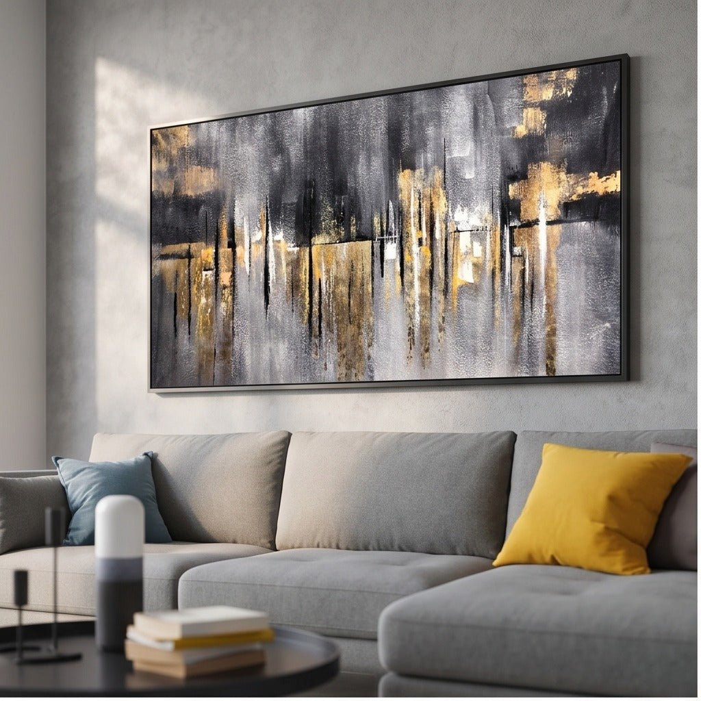 Black and Gold Abstract Wall Art #TO203 - Tactile Atelier