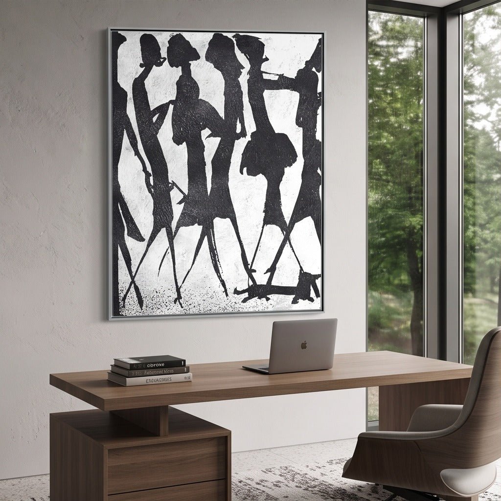 Black and White Abstract Figurative Wall Art TO261 - Tactile Atelier