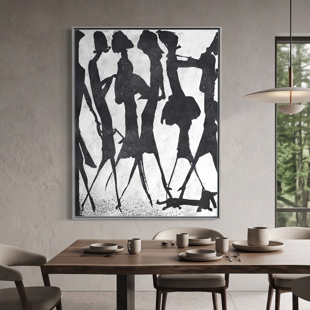 Black and White Abstract Figurative Wall Art TO261 - Tactile Atelier