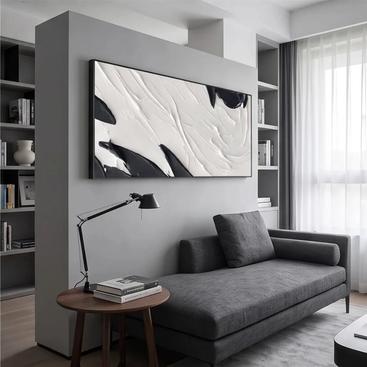 Black and White Abstract Textured Wall Art TA815 - Tactile Atelier