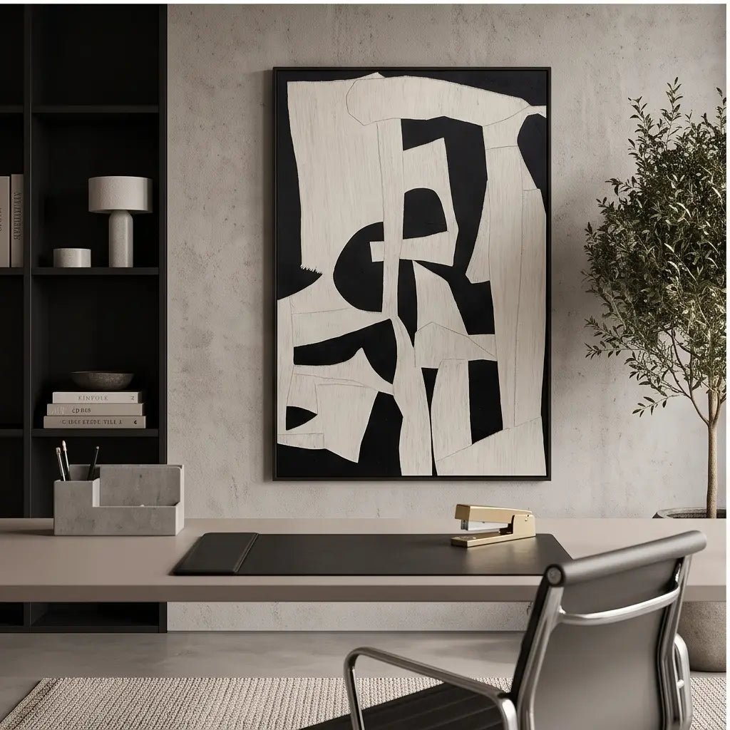 Black and White Abstract Wall Art TA304 - Tactile Atelier