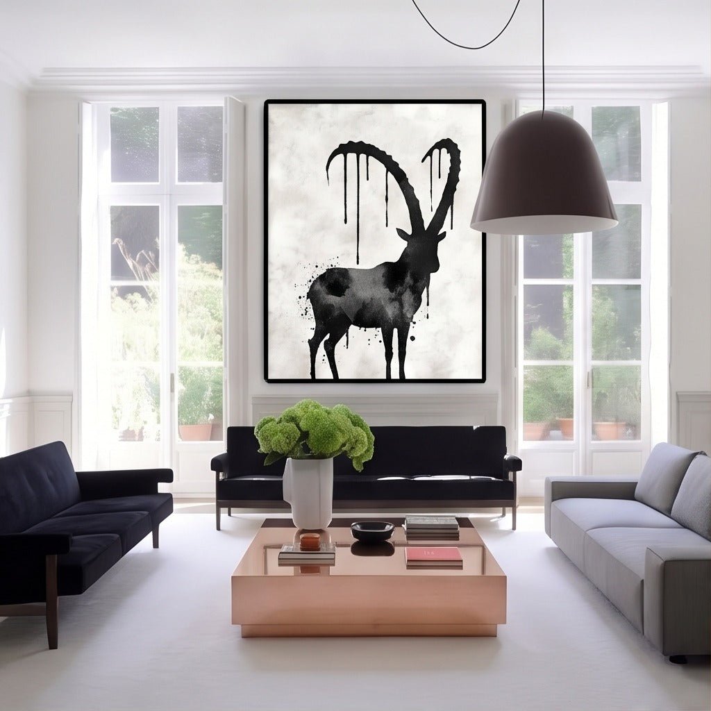 Black and White Deer Wall Art #TO081 - Tactile Atelier