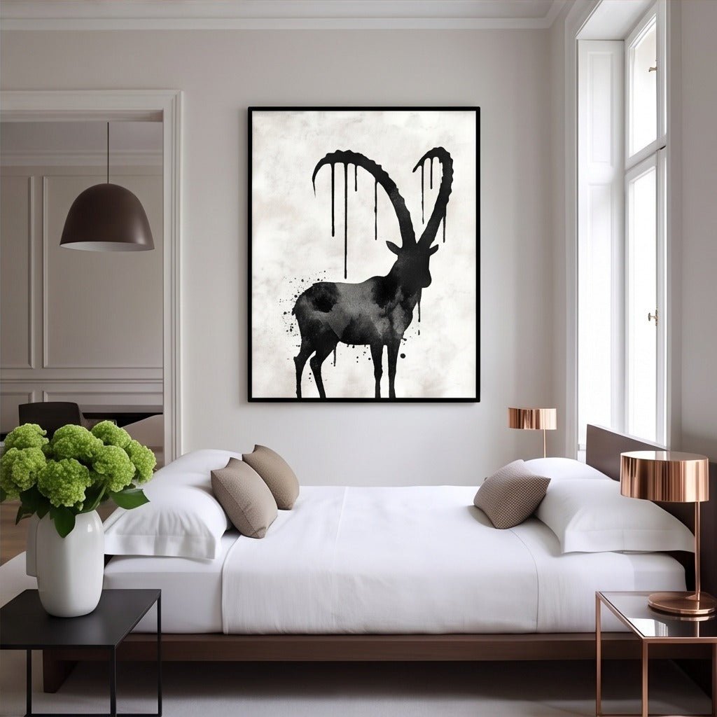 Black and White Deer Wall Art #TO081 - Tactile Atelier