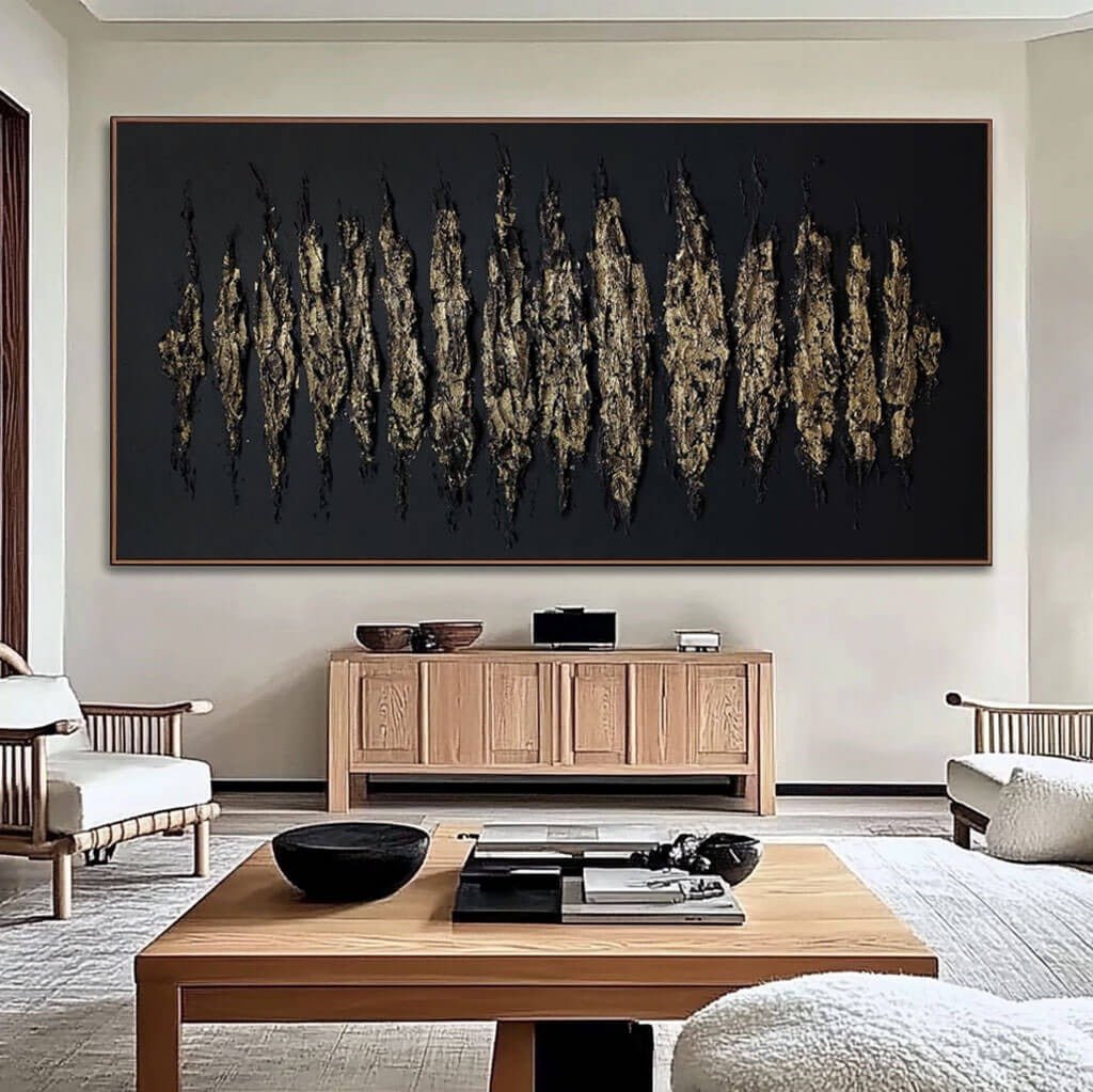 Black & Gold Abstract Wall Art MT221 - Tactile Atelier