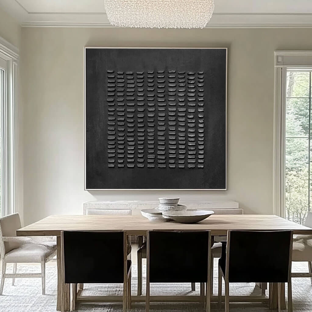 Black Minimalist Texture Wall Art MT011 - Tactile Atelier