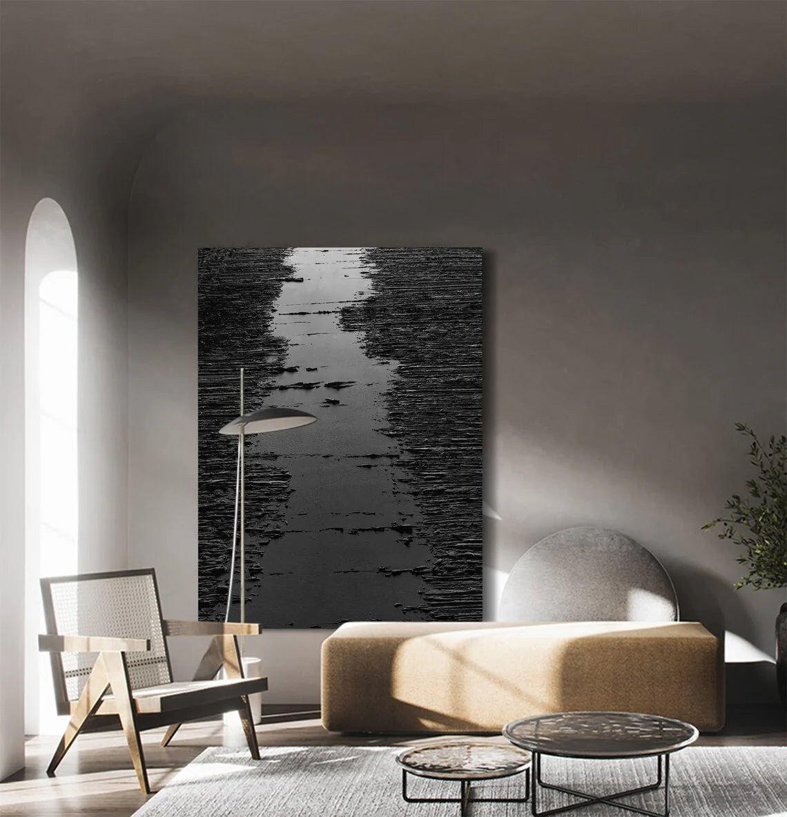 Black Textured Abstract Wall Art MT324 - Tactile Atelier