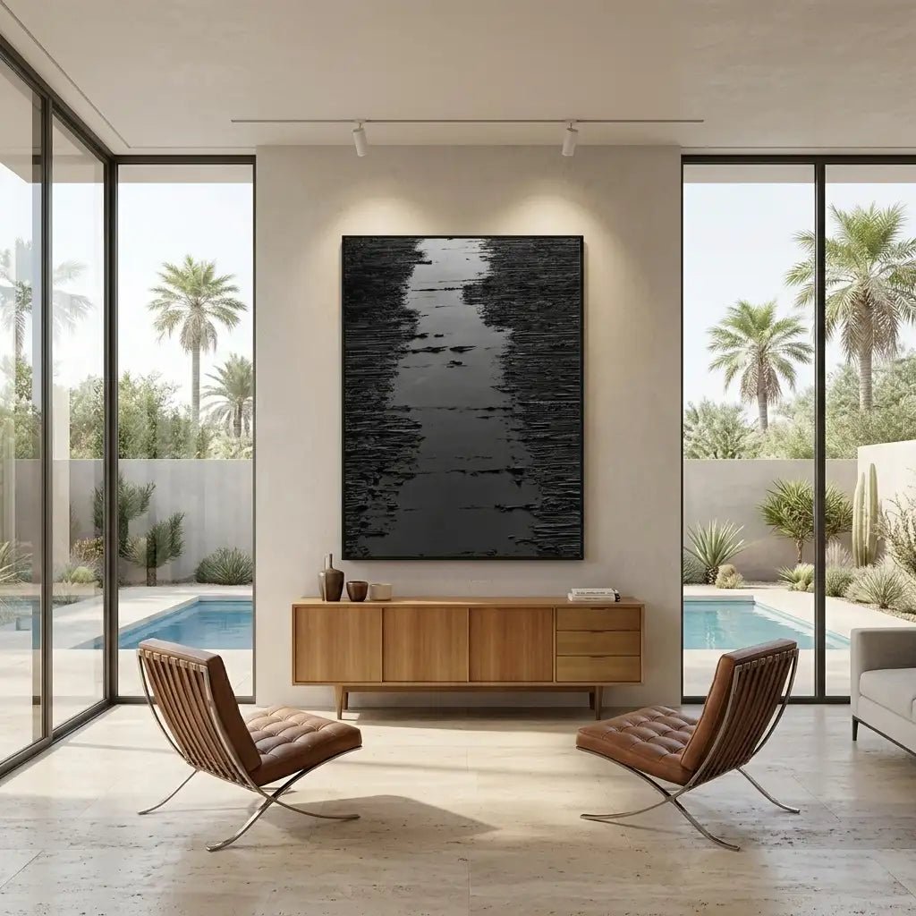 Black Textured Abstract Wall Art MT324 - Tactile Atelier