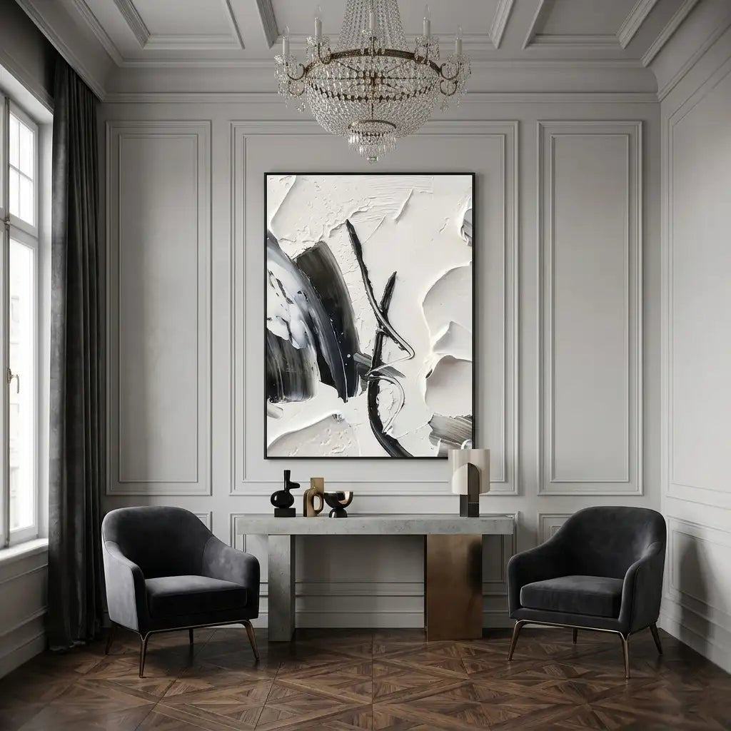 Black & White Abstract Wall Art MT342 - Tactile Atelier