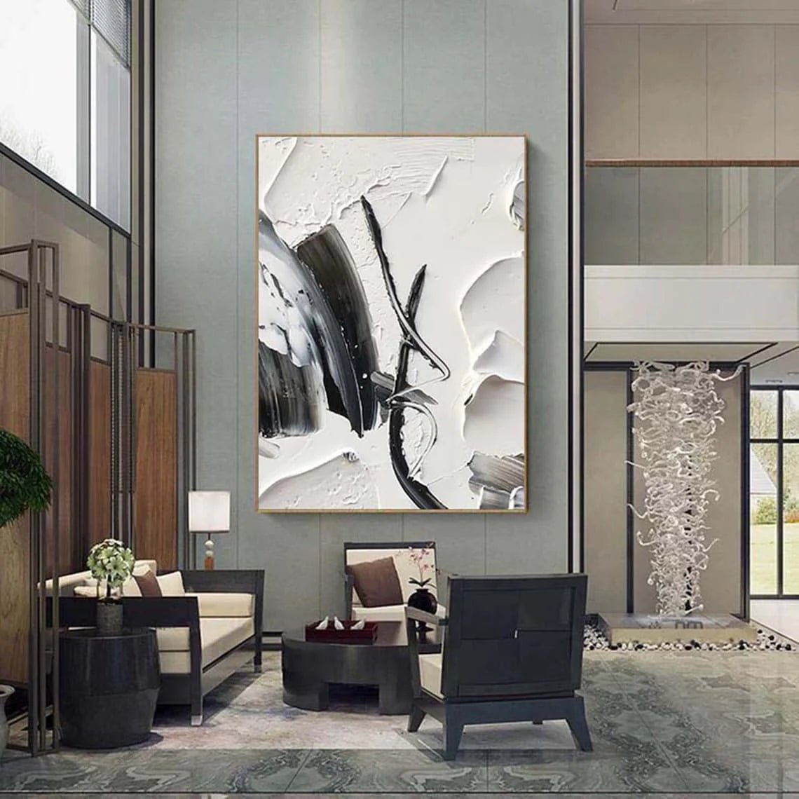 Black & White Abstract Wall Art MT342 - Tactile Atelier