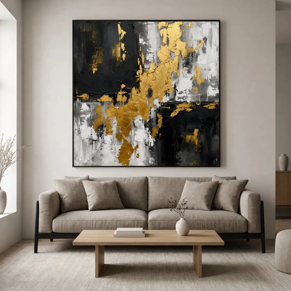Black White & Gold Abstract Wall Art MT119 - Tactile Atelier