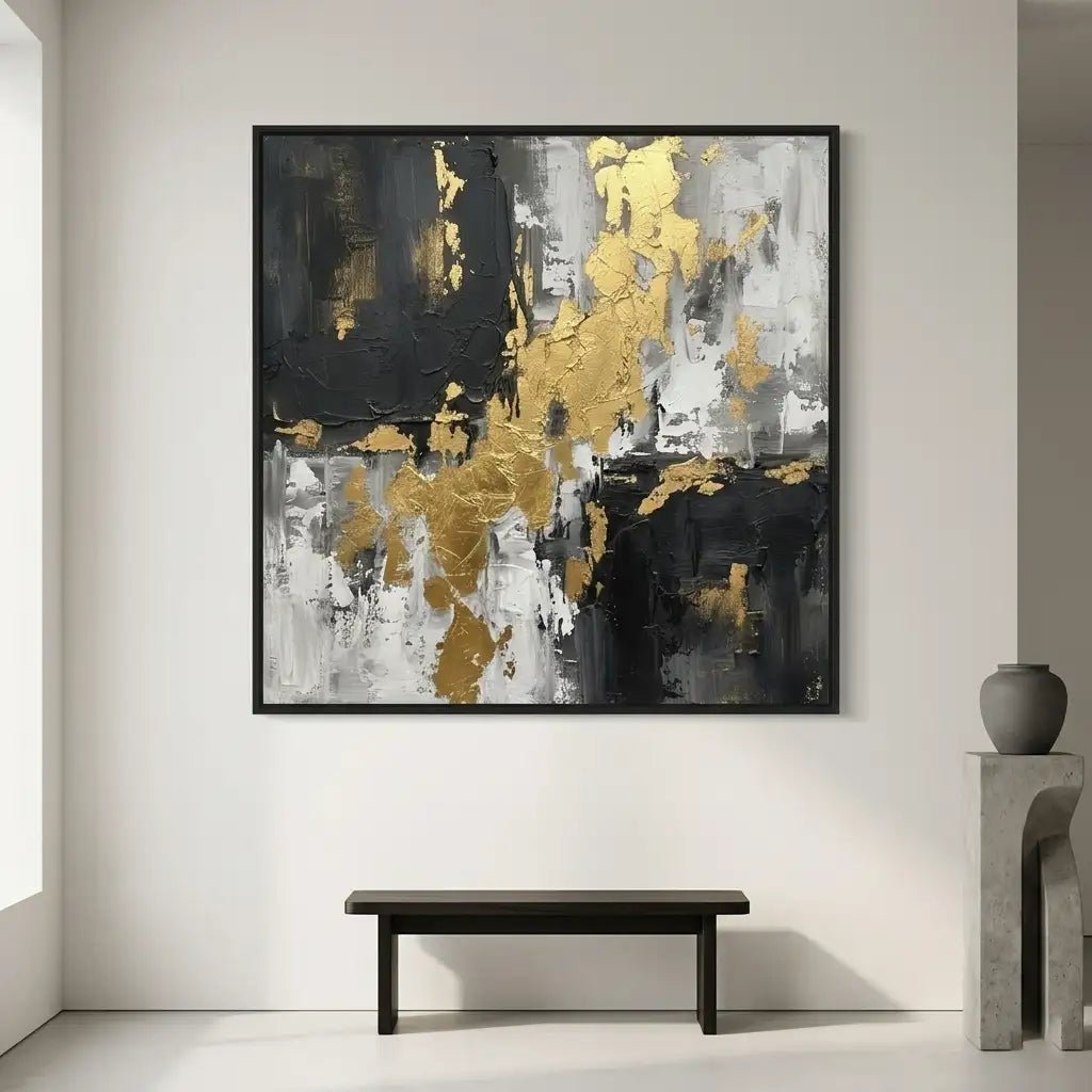 Black White & Gold Abstract Wall Art MT119 - Tactile Atelier