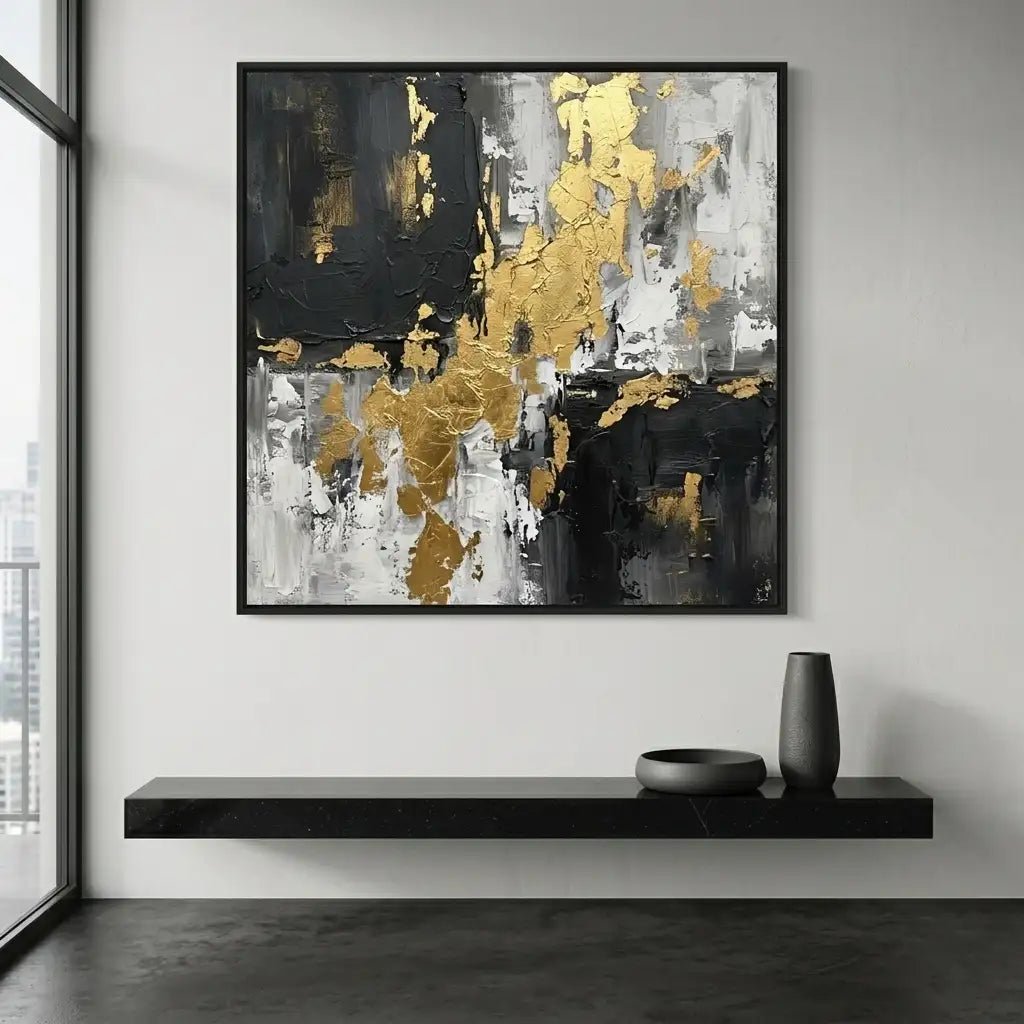Black White & Gold Abstract Wall Art MT119 - Tactile Atelier