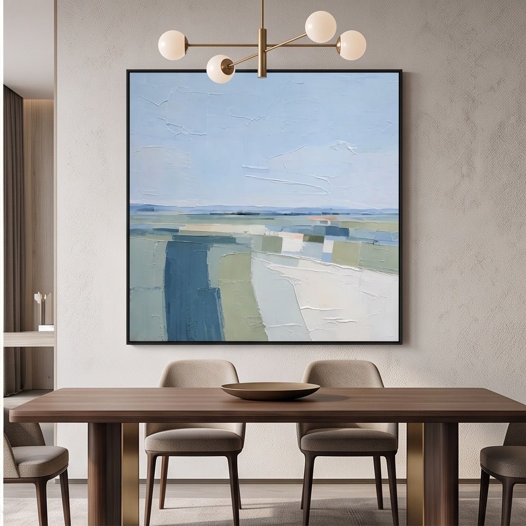 Blue Green Abstract Landscape Wall Art #TO147 - Tactile Atelier