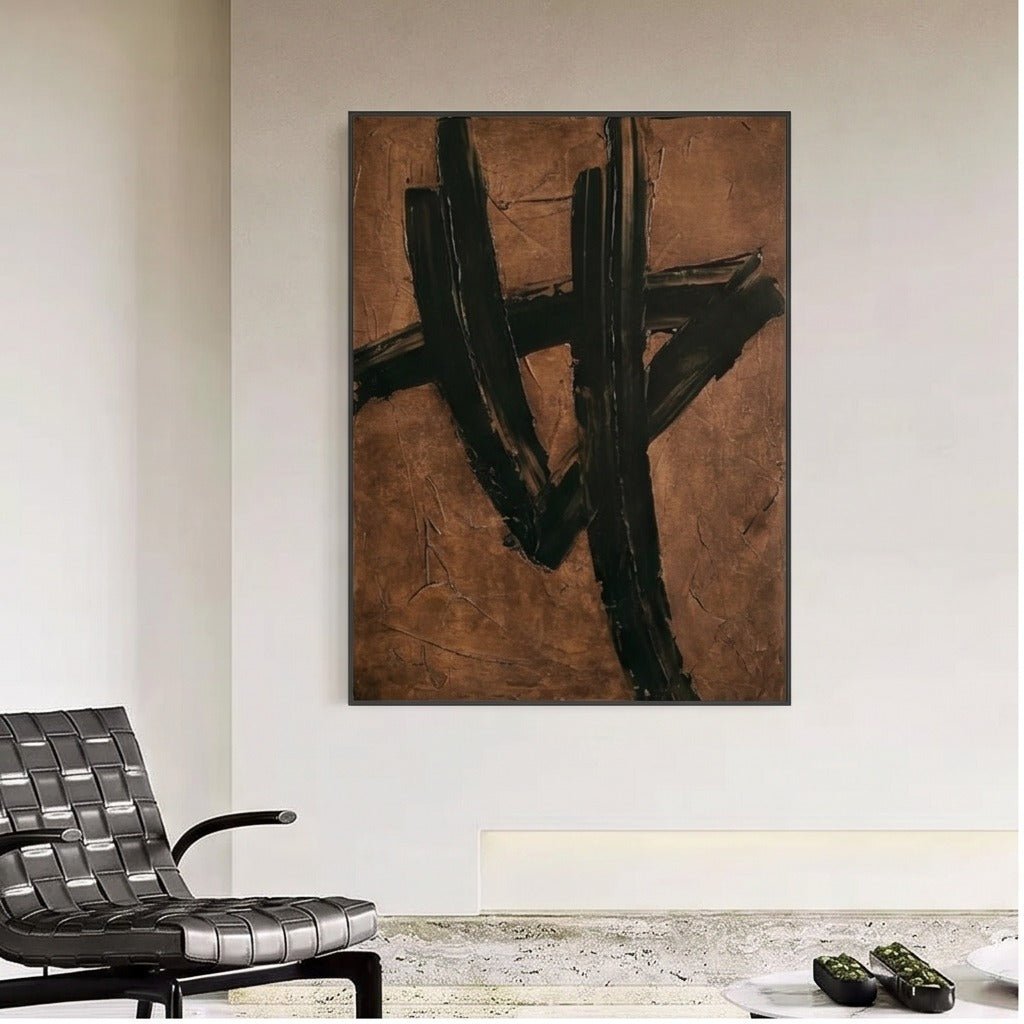 Brown Black Abstract Wall Art #TO129 - Tactile Atelier