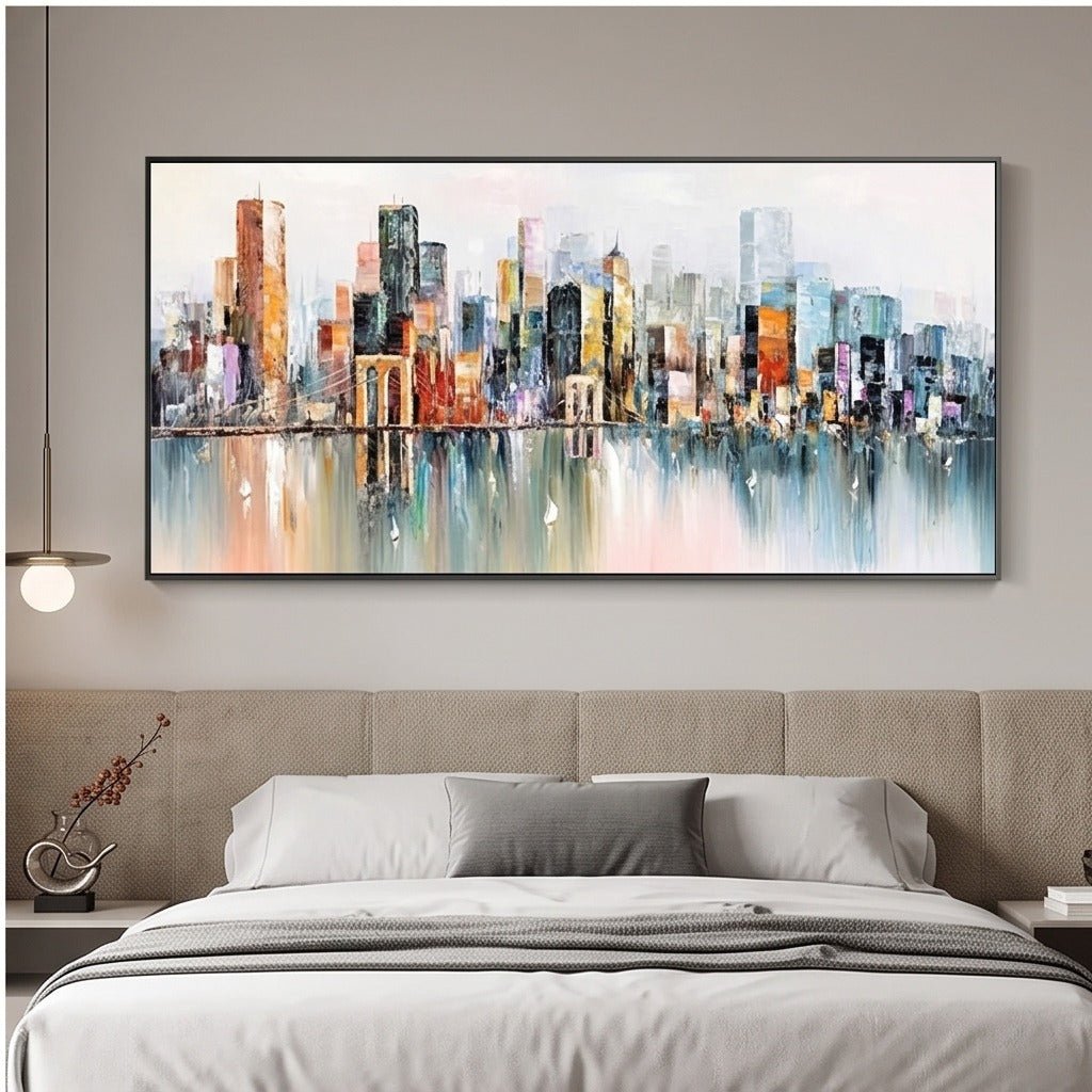 Colorful Abstract Cityscape Wall Art #TO295 - Tactile Atelier