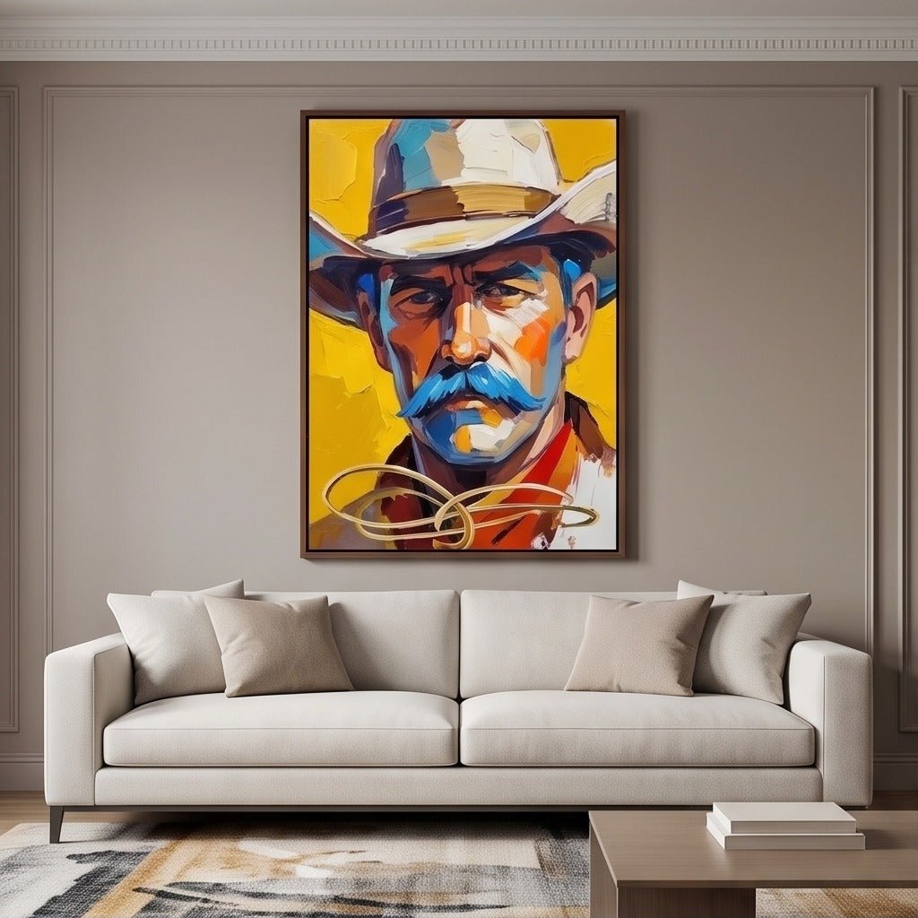 Colorful Cowboy Portrait Wall Art #TO072 - Tactile Atelier