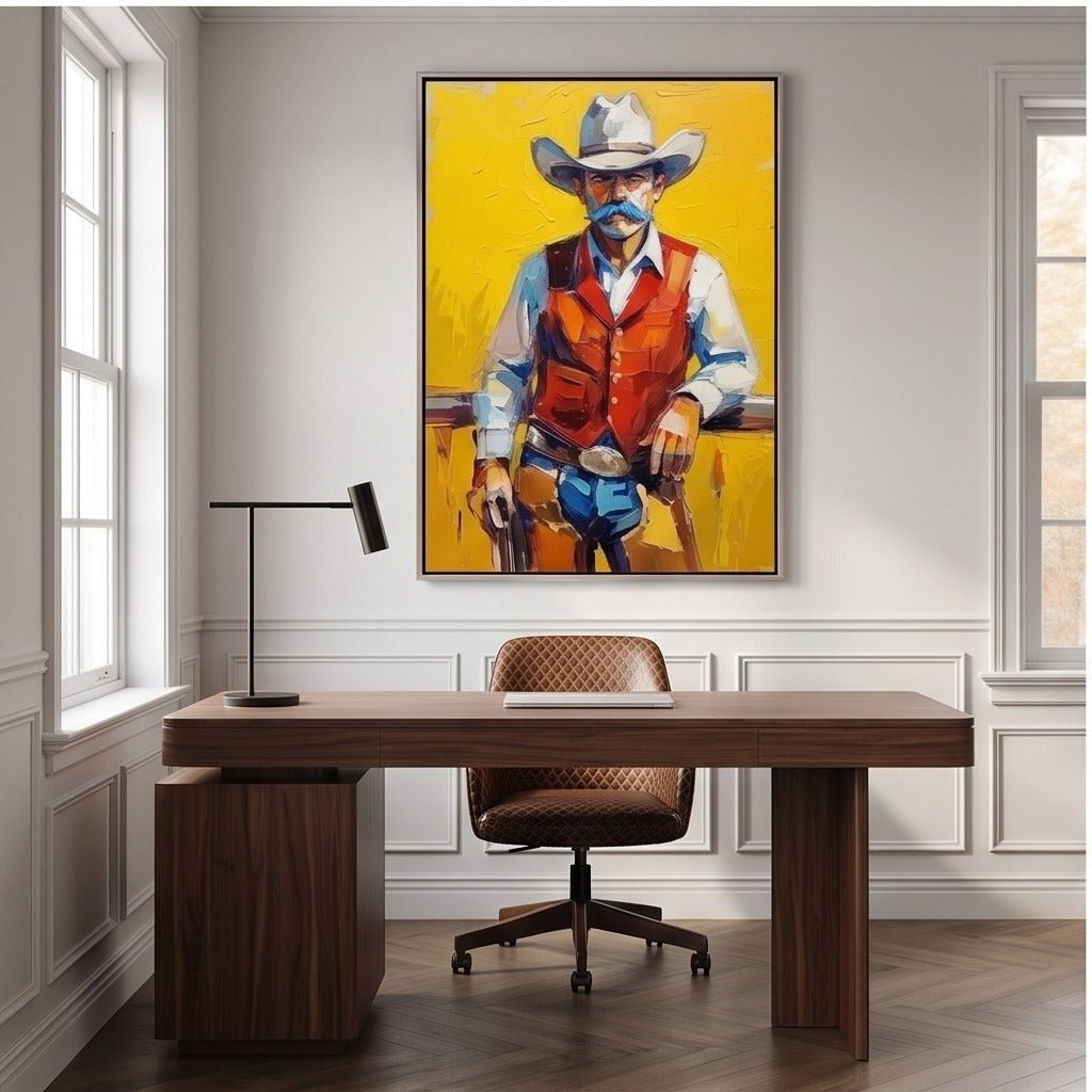 Colorful Cowboy Portrait Wall Art #TO079 - Tactile Atelier