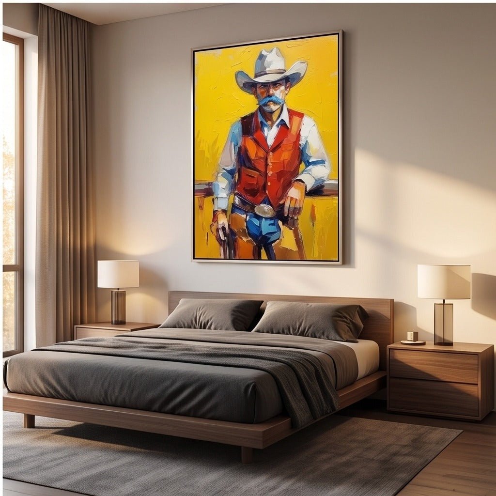 Colorful Cowboy Portrait Wall Art #TO079 - Tactile Atelier