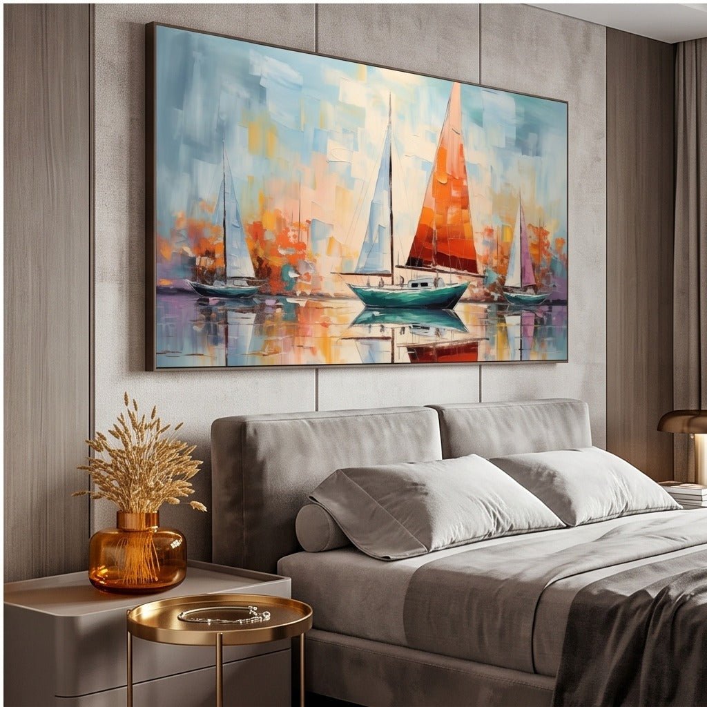 Colorful Sailboat Coastal Wall Art #TO309 - Tactile Atelier
