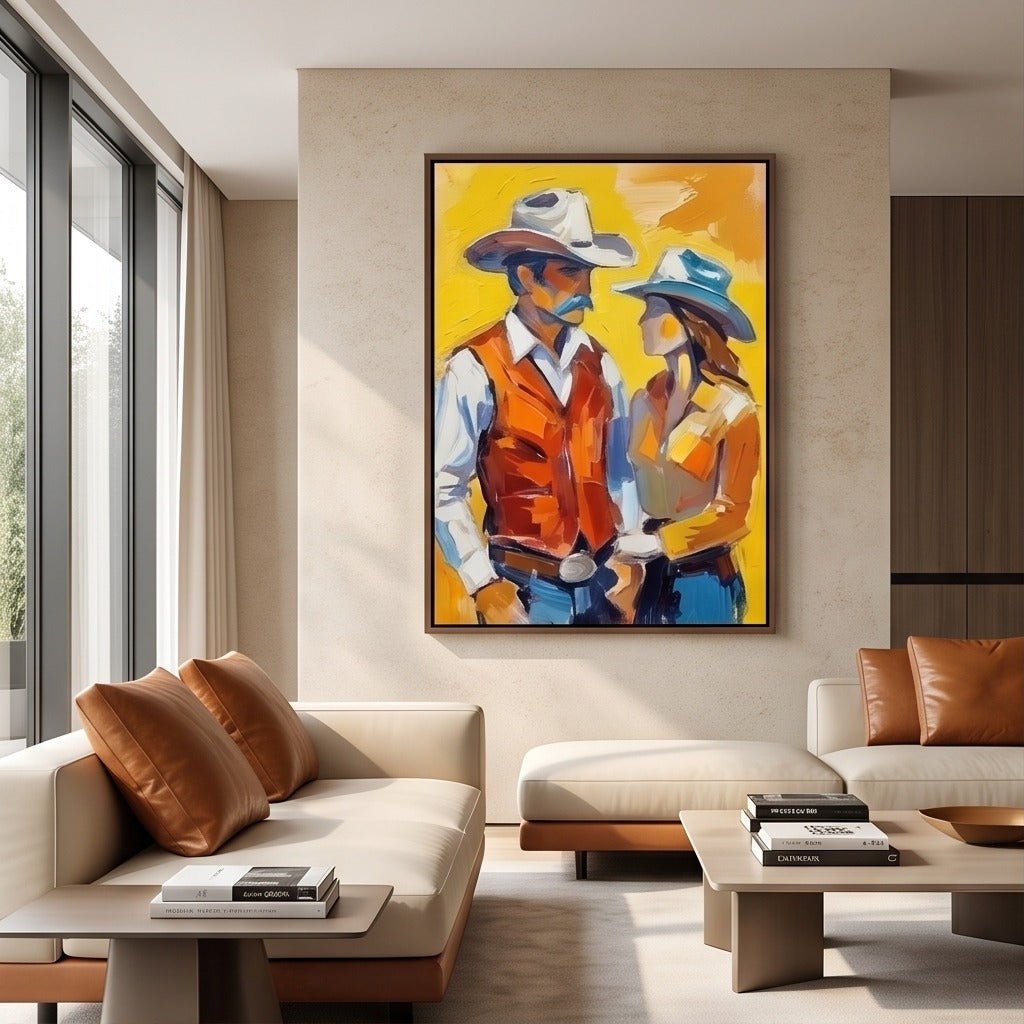 Colorful Western Couple Wall Art #TO071 - Tactile Atelier