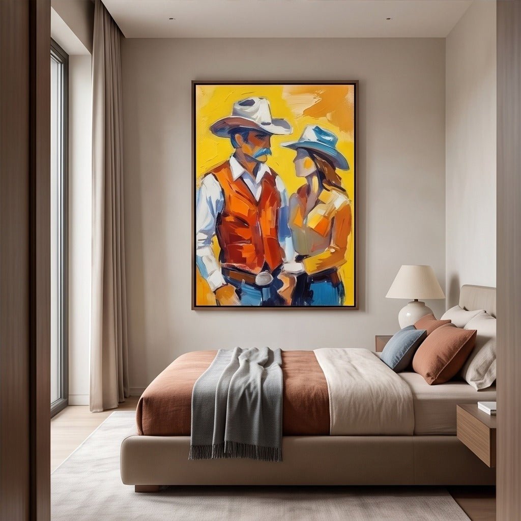 Colorful Western Couple Wall Art #TO071 - Tactile Atelier
