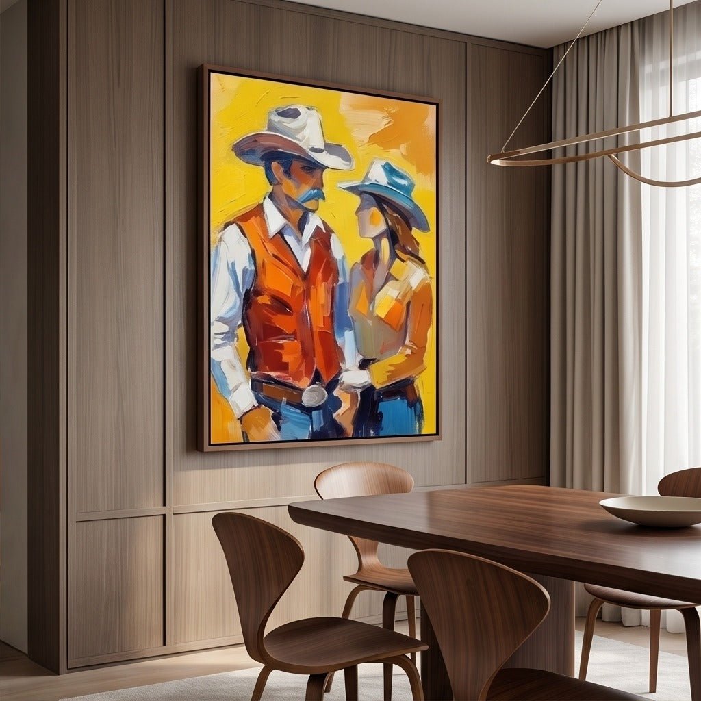 Colorful Western Couple Wall Art #TO071 - Tactile Atelier