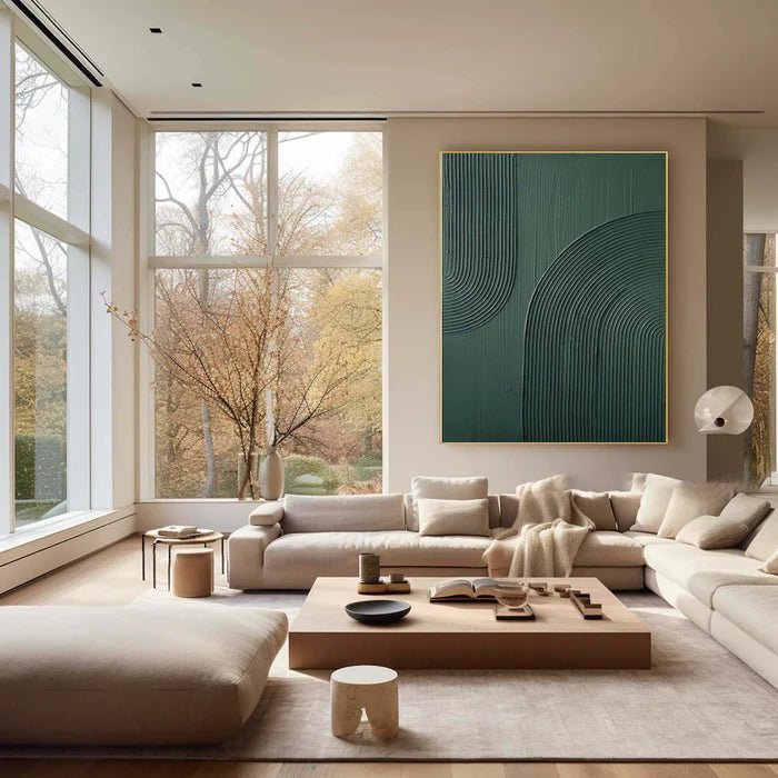 Dark Green Abstract Textured Wall Art MT326 - Tactile Atelier
