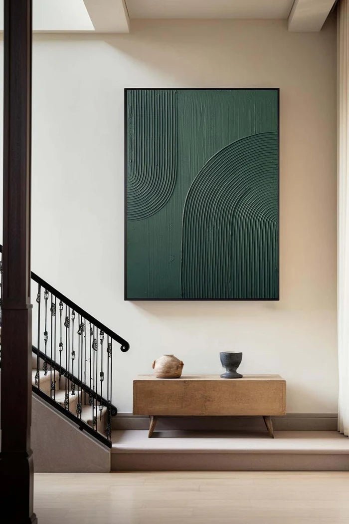 Dark Green Abstract Textured Wall Art MT326 - Tactile Atelier