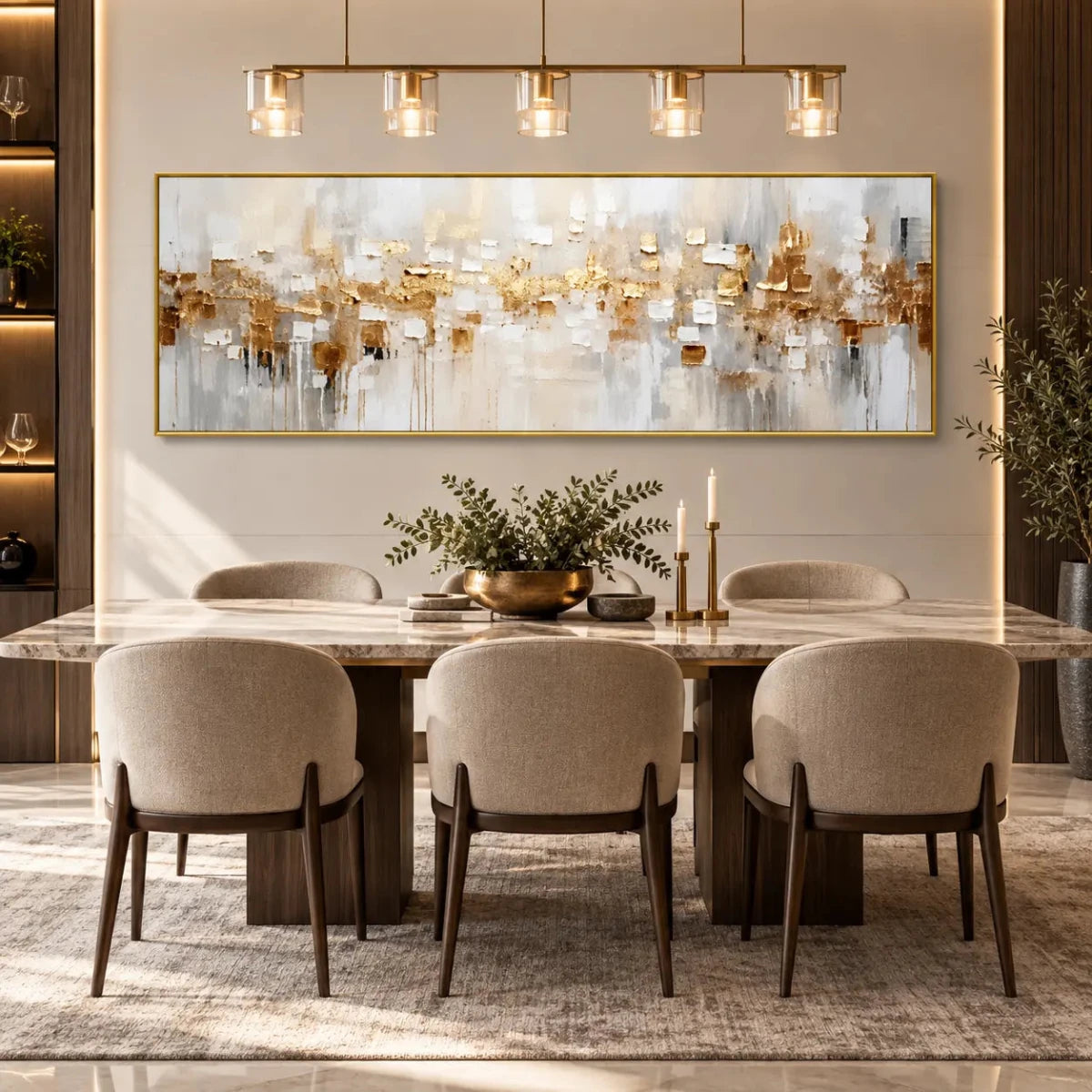 Gold & White Textured Abstract Wall Art #MT305 - Tactile Atelier