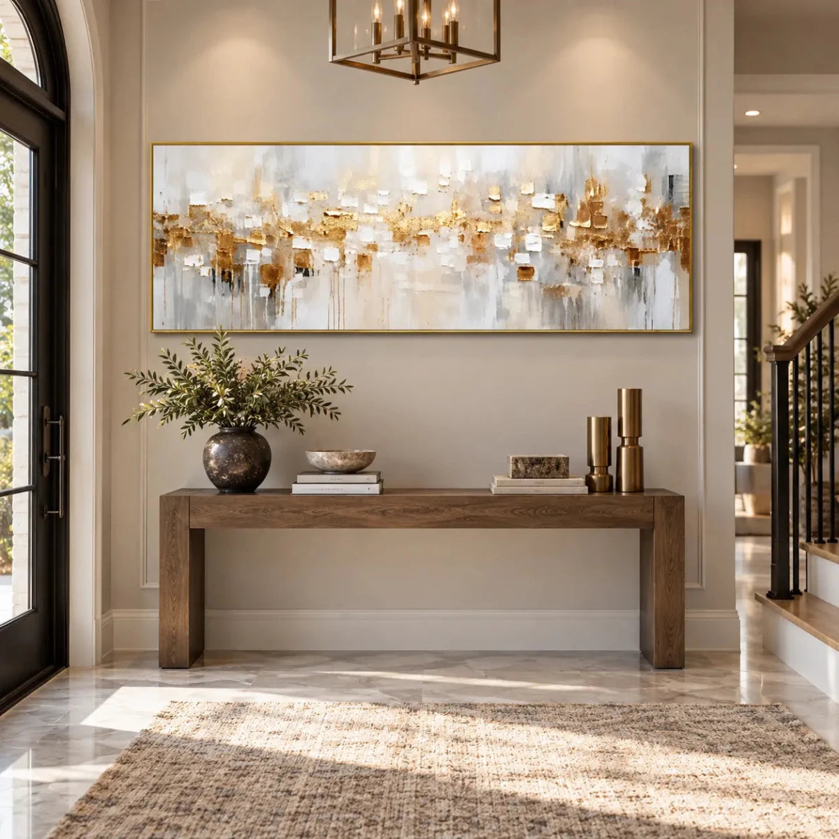 Gold & White Textured Abstract Wall Art #MT305 - Tactile Atelier