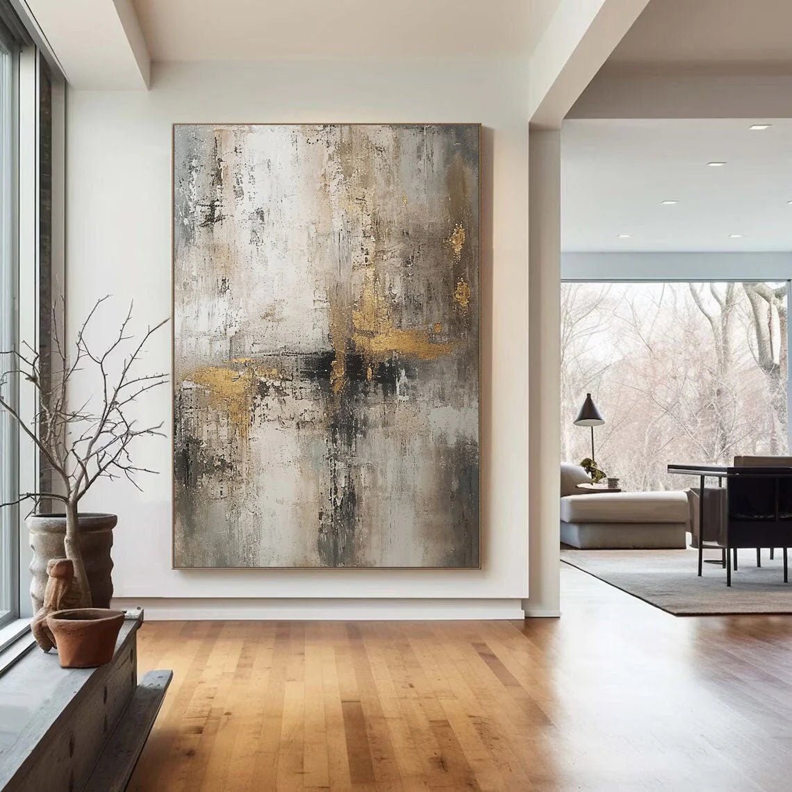 Golden Balance – Textured Abstract Wall Art - Tactile Atelier
