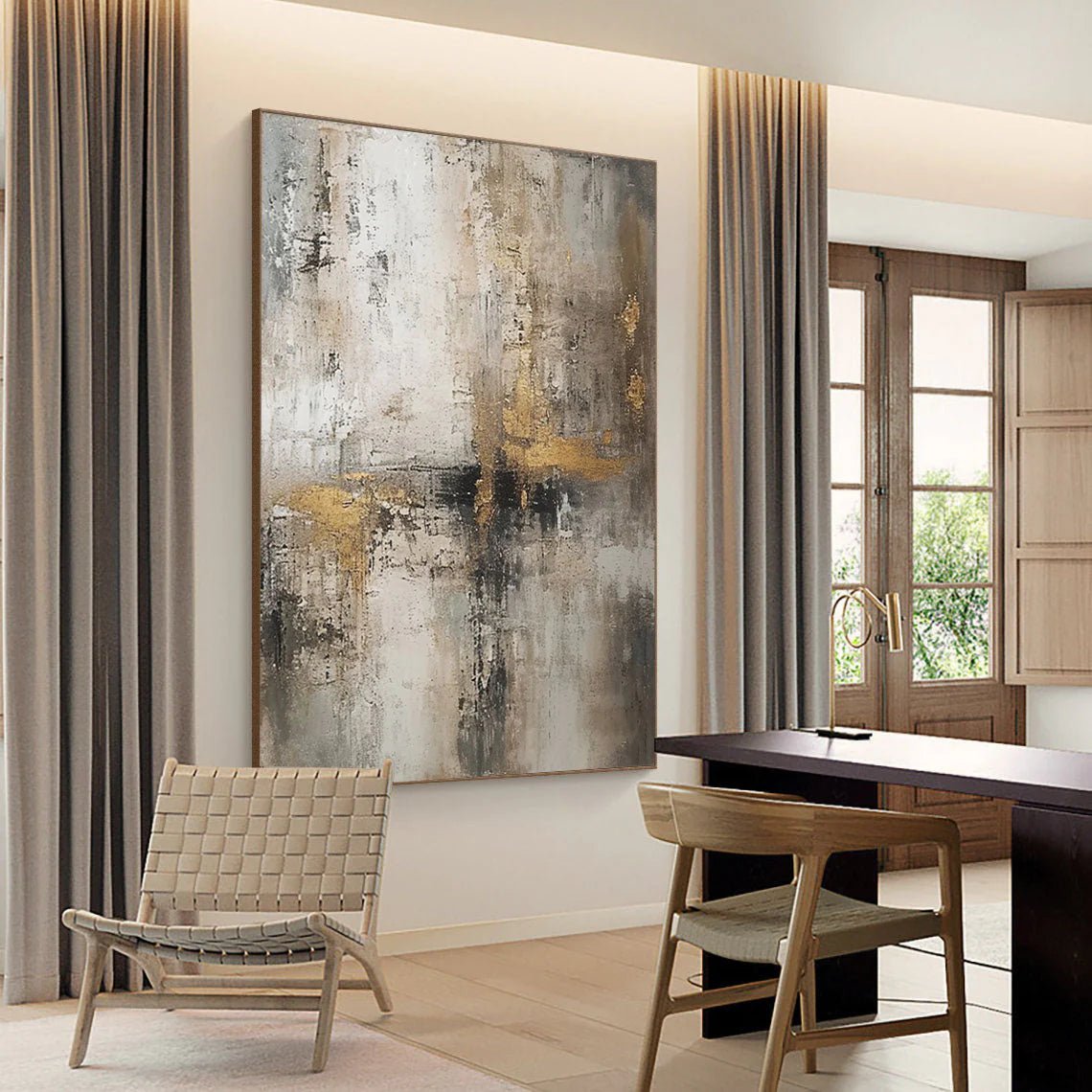 Golden Balance – Textured Abstract Wall Art - Tactile Atelier