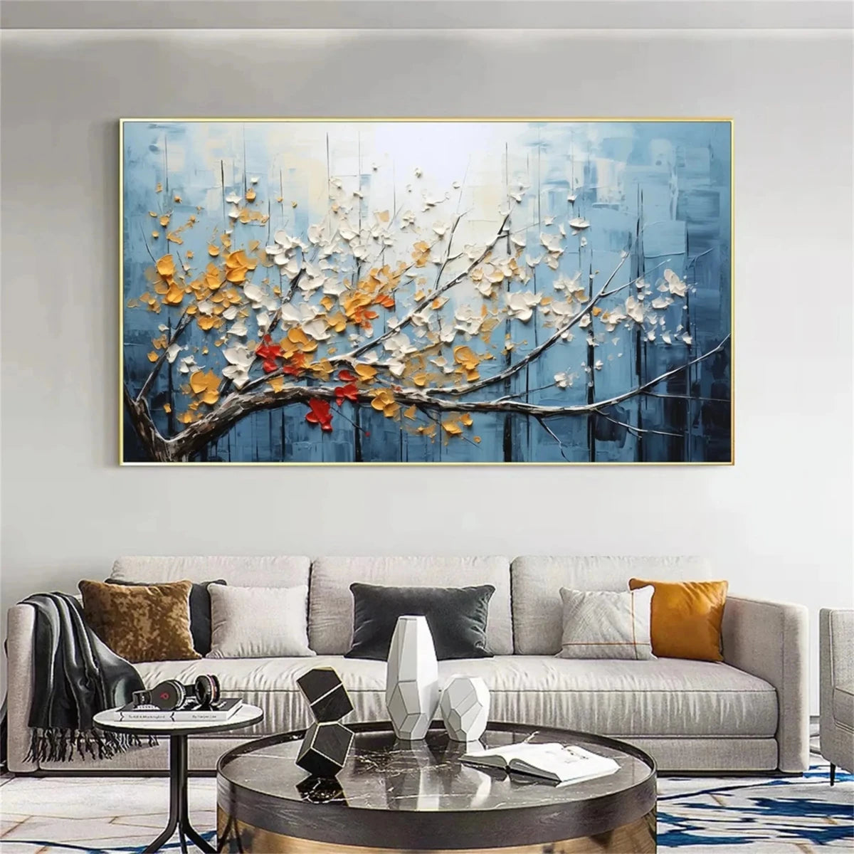 Golden Blossom – Textured Floral Wall Art - Tactile Atelier