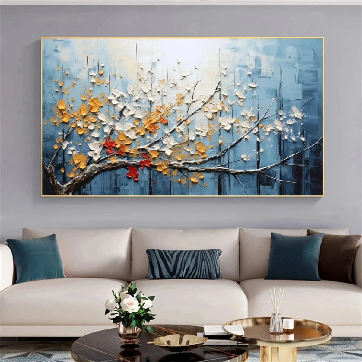 Golden Blossom – Textured Floral Wall Art - Tactile Atelier