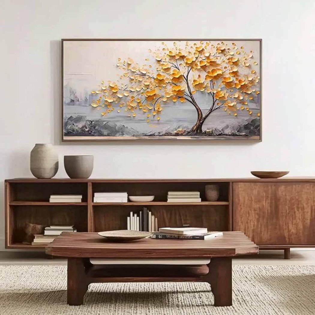 Golden Tree Wall Art Canvas MT328 - Tactile Atelier