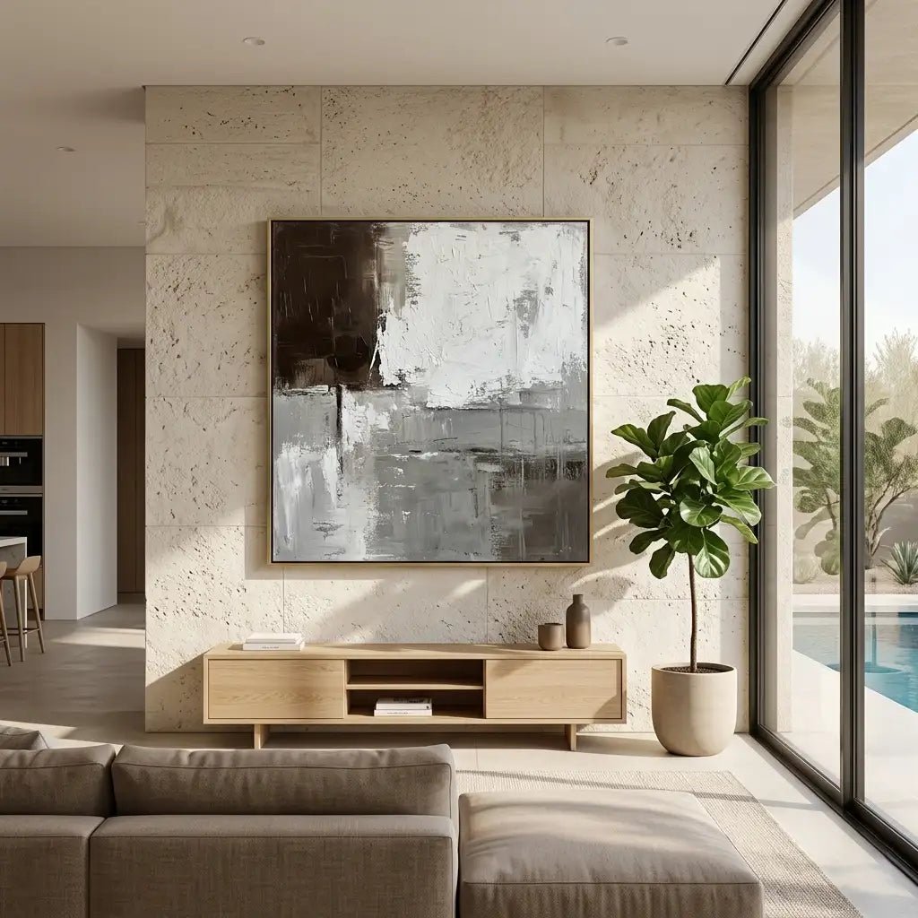 Grey Neutral Abstract Wall Art TA026 - Tactile Atelier