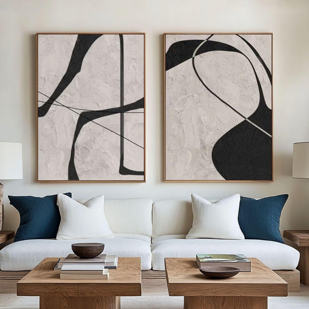 Minimalist Abstract Diptych Wall Art MT316 - Tactile Atelier