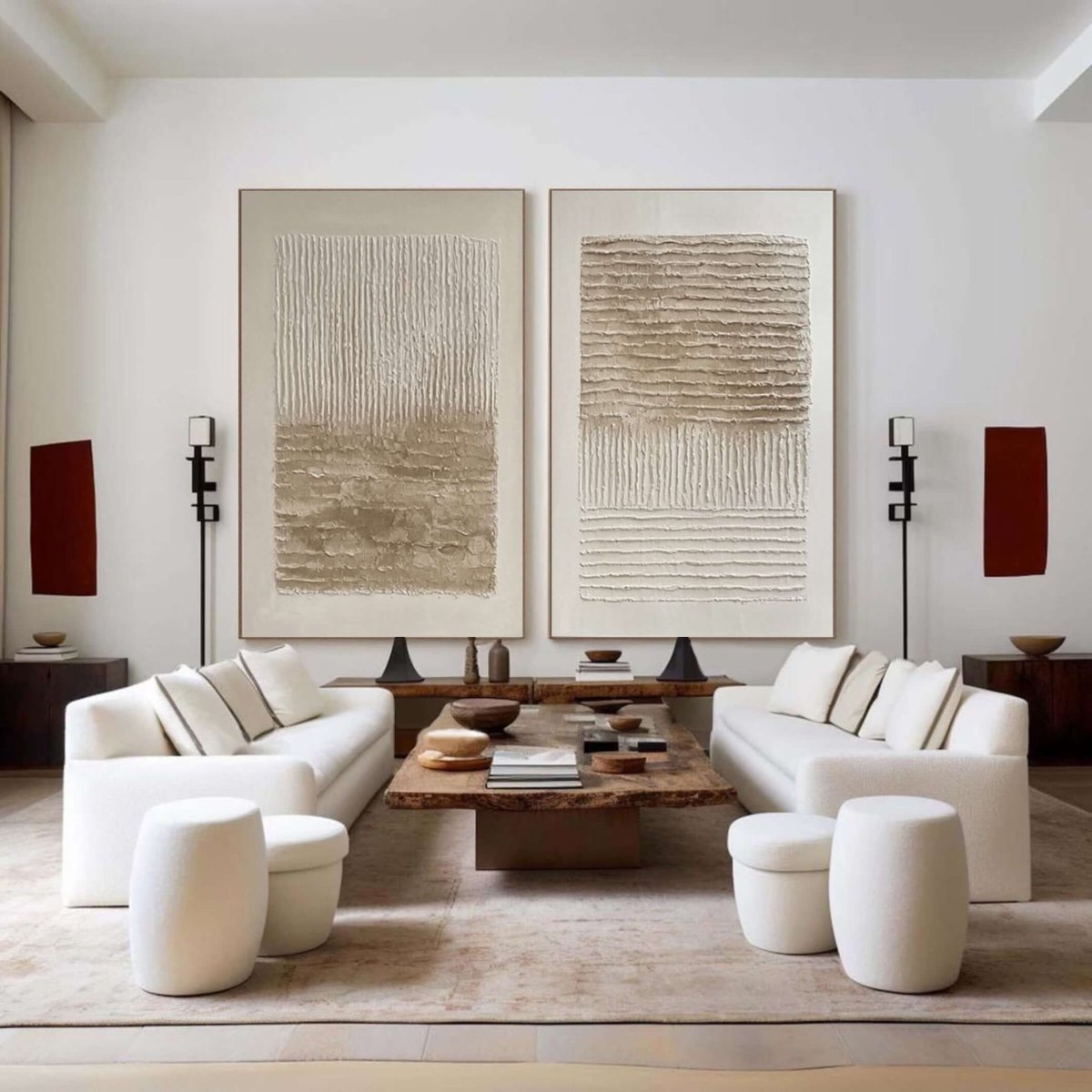 Minimalist Vertical Abstract Canvas Set MT317 - Tactile Atelier