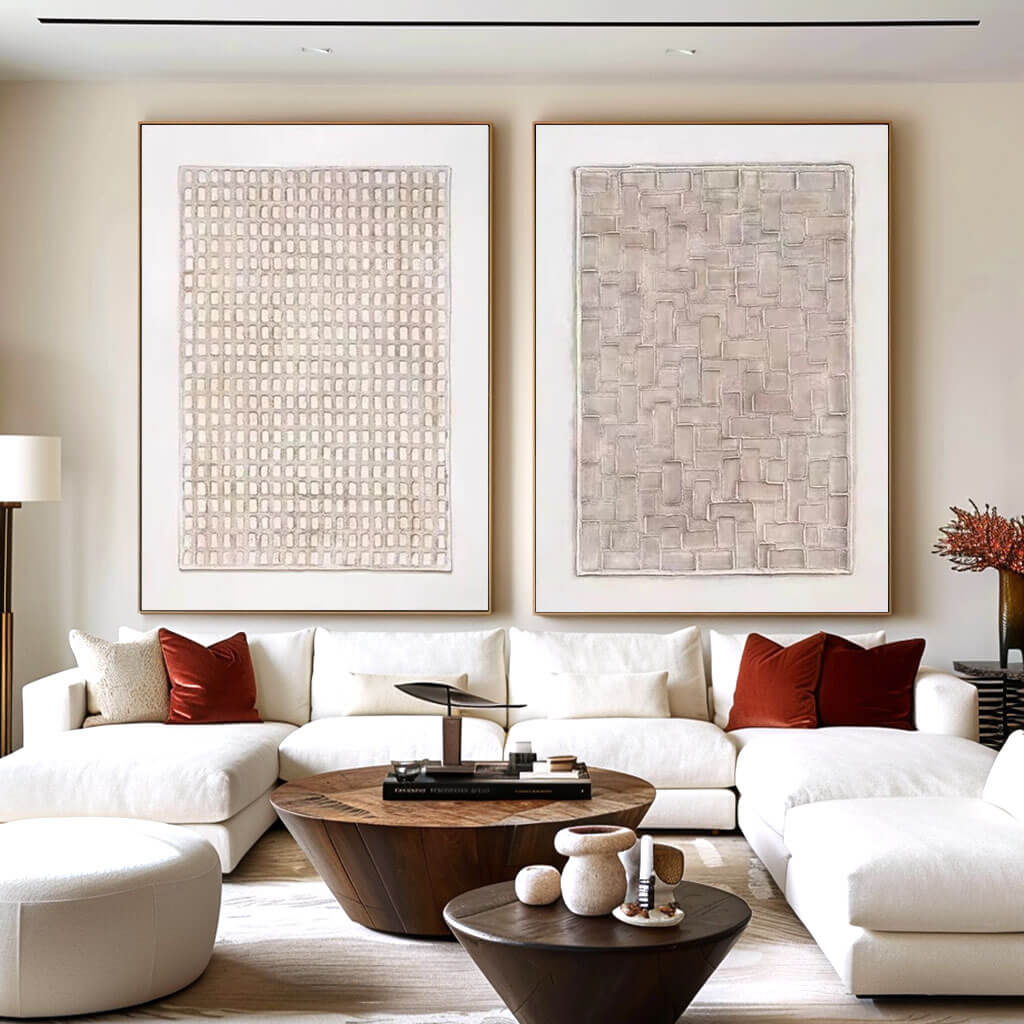 Neutral Abstract Canvas Set MT322 - Tactile Atelier