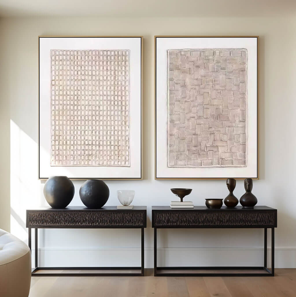 Neutral Abstract Canvas Set MT322 - Tactile Atelier