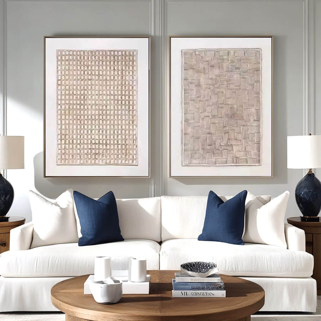 Neutral Abstract Canvas Set MT322 - Tactile Atelier