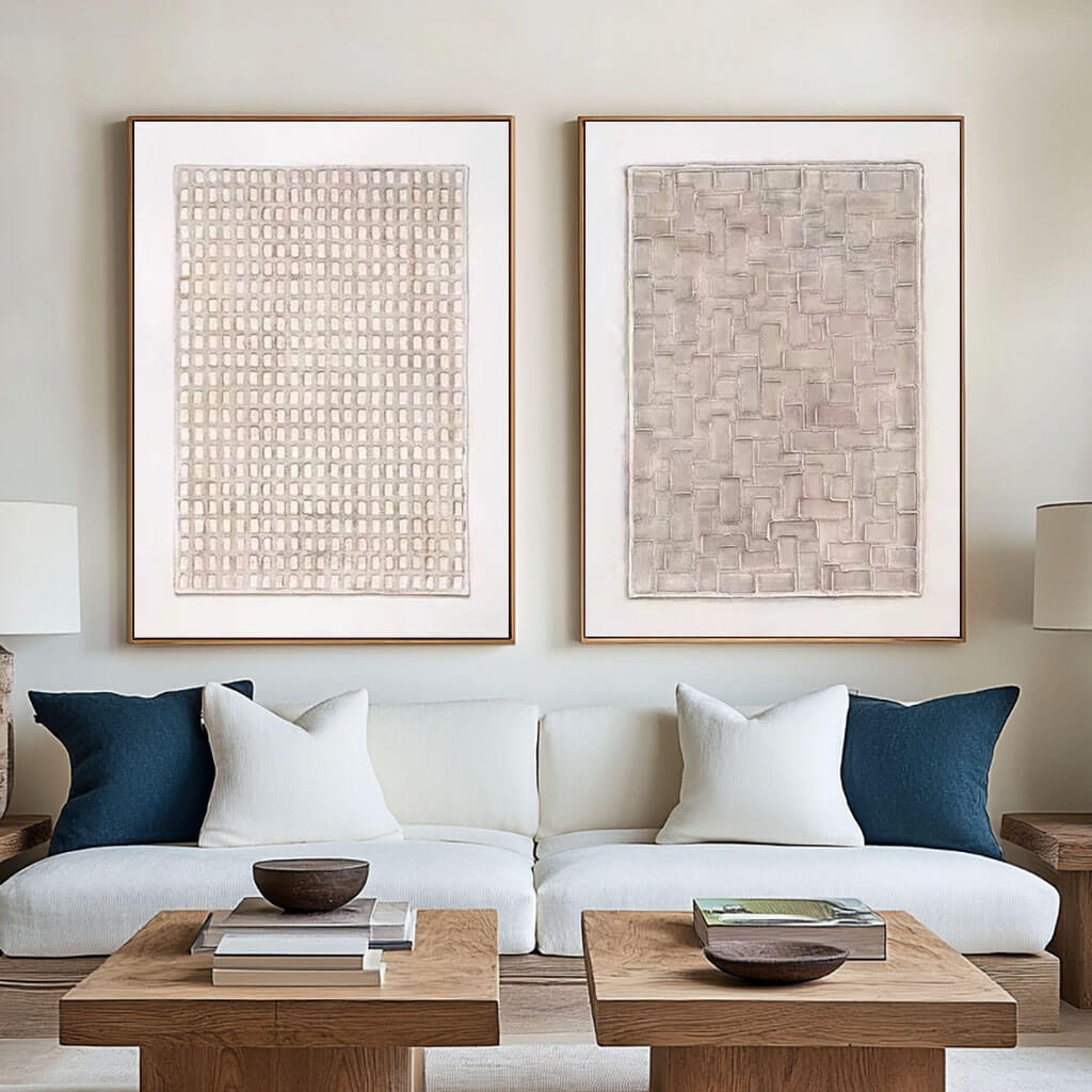 Neutral Abstract Canvas Set MT322 - Tactile Atelier