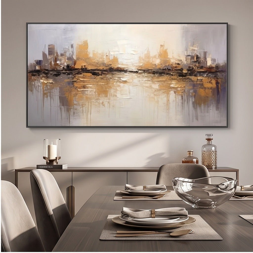 Neutral Abstract Cityscape Wall Art #TO324 - Tactile Atelier