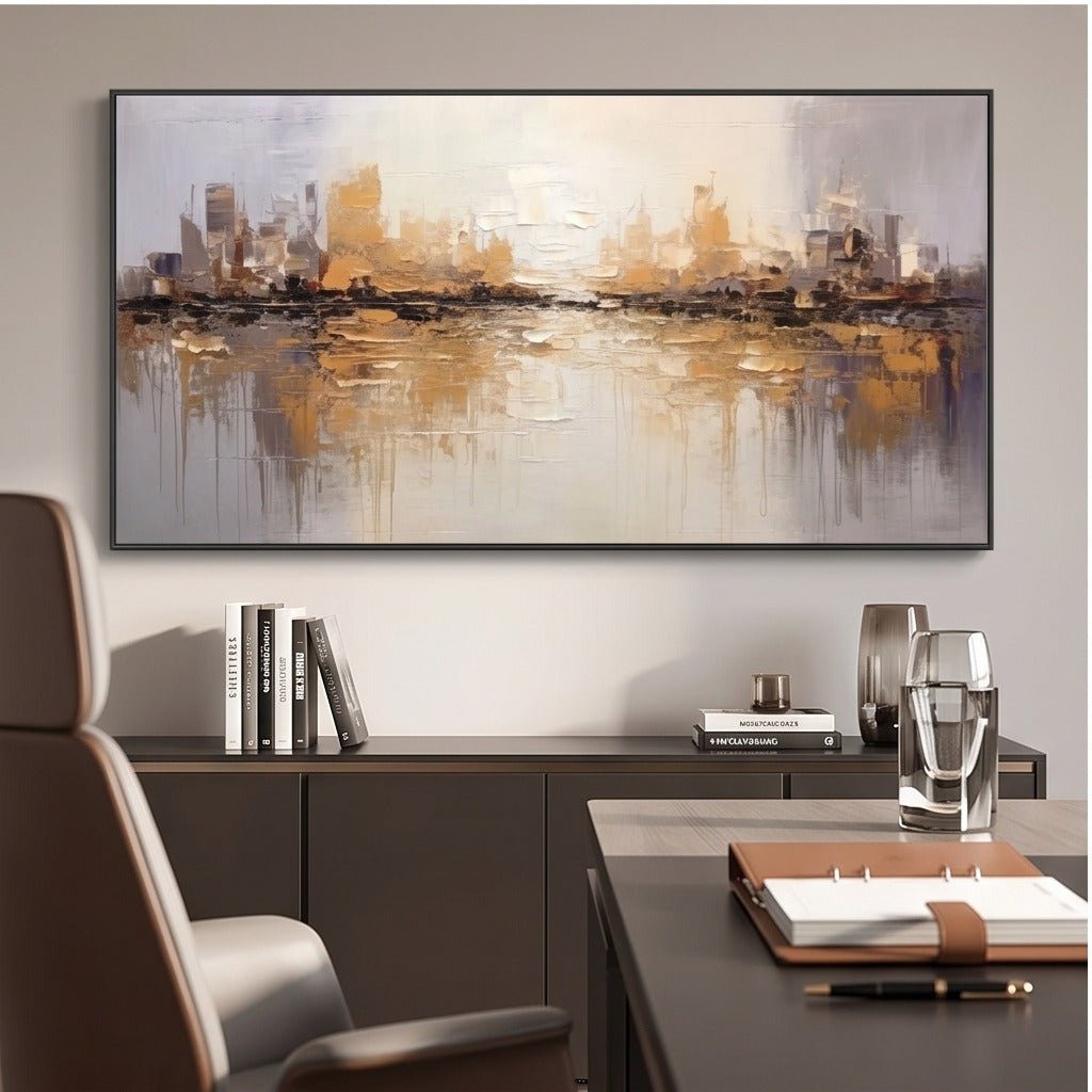 Neutral Abstract Cityscape Wall Art #TO324 - Tactile Atelier